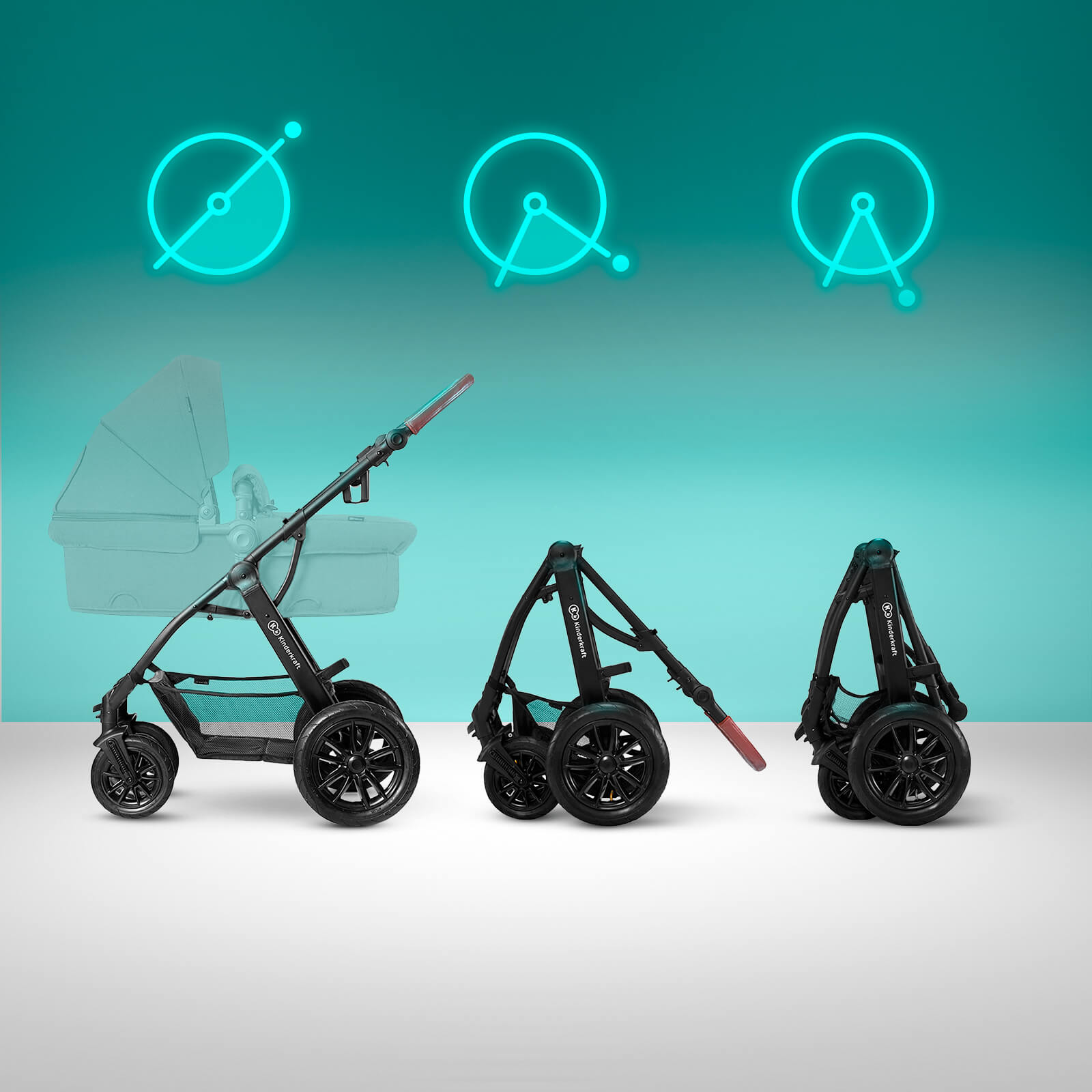 Multifunctional stroller 3in1 XMOOV - Simple folding action