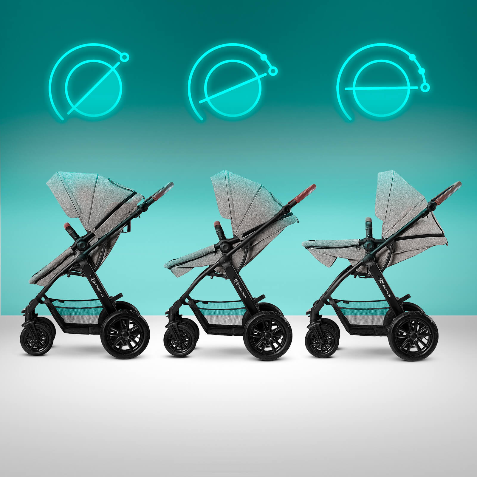 Multifunctional stroller 3in1 XMOOV - 3 positions of the seat